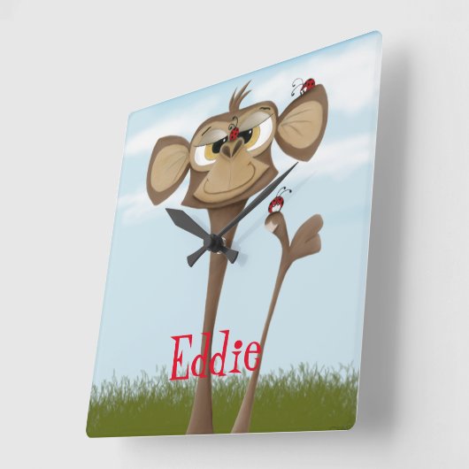 Gekke Aap en Lieveheersbeestjes Vierkante Klok (Hoek)