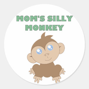 Gekke aap - Klassieke ronde sticker, glanzende Sticker