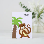 Gekke aap met palmboom briefkaart (Staand voorkant)
