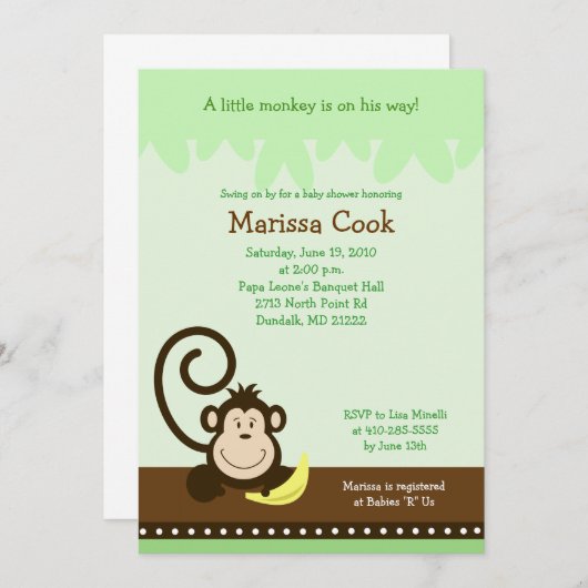 Gekke aap Oerwoud jongen Baby shower 5x7 Kaart (Voorkant / Achterkant)