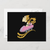 gekke aap op rollen, onderzetter briefkaart (Voorkant / Achterkant)