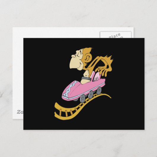 gekke aap op rollen, onderzetter briefkaart (Voorkant / Achterkant)