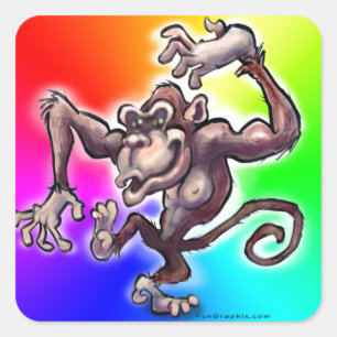 Gekke aap vierkante sticker