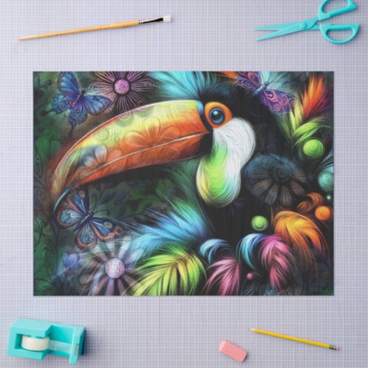 Gekke Abstracte Toucan Bird Toucans Decoupage Tissuepapier (Craft)