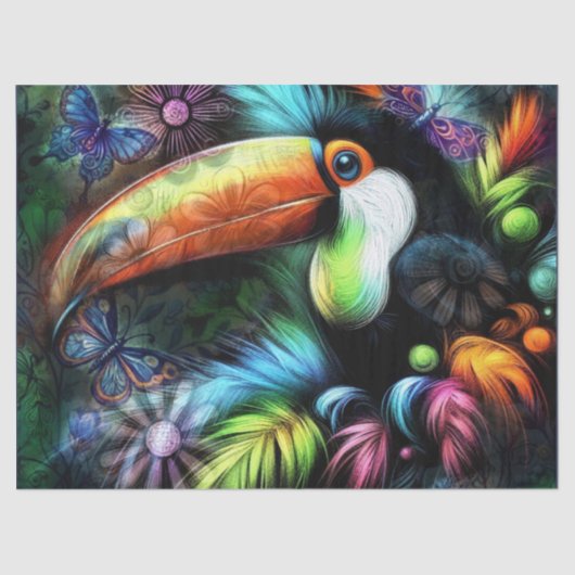 Gekke Abstracte Toucan Bird Toucans Decoupage Tissuepapier (Voorkant)