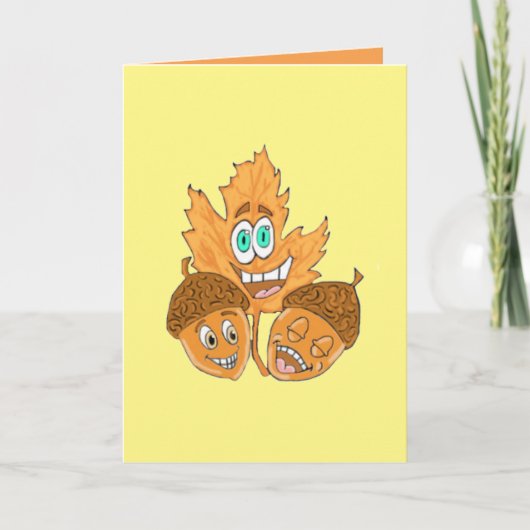 Gekke Acorns Personalized Thanksgiving Kaart (Voorkant)