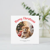 Gekke afgeronde foto Winter Kerstgroet Feestdagenkaart (Staand voorkant)