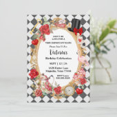 Gekke Alice Mad Hatter Wonderland Verjaardag Kaart (Staand voorkant)