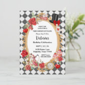 Gekke Alice Mad Hatter Wonderland Verjaardag Kaart (Staand voorkant)