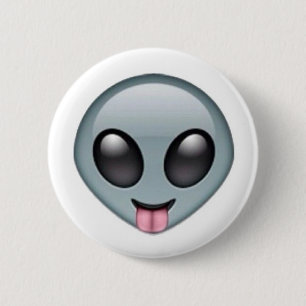 Gekke Alien Emoji Ronde Button 5,7 Cm