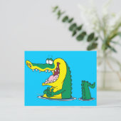 gekke alligator crocodile cartoon briefkaart (Staand voorkant)