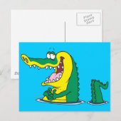 gekke alligator crocodile cartoon briefkaart (Voorkant / Achterkant)