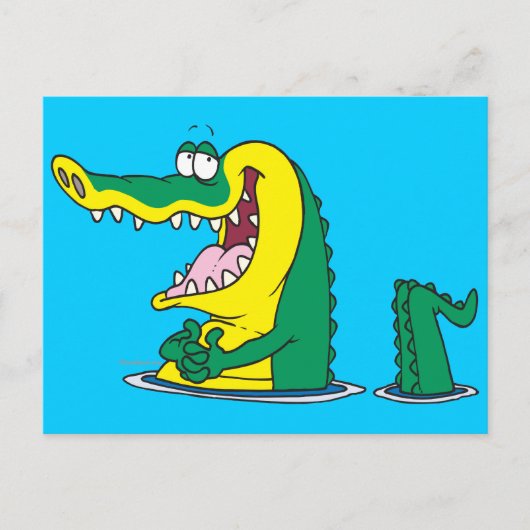 gekke alligator crocodile cartoon briefkaart (Voorkant)
