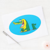 gekke alligator krokodil cartoon karakter ovale sticker (Envelop)