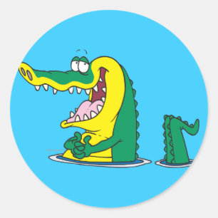 gekke alligator krokodil cartoon karakter ronde sticker