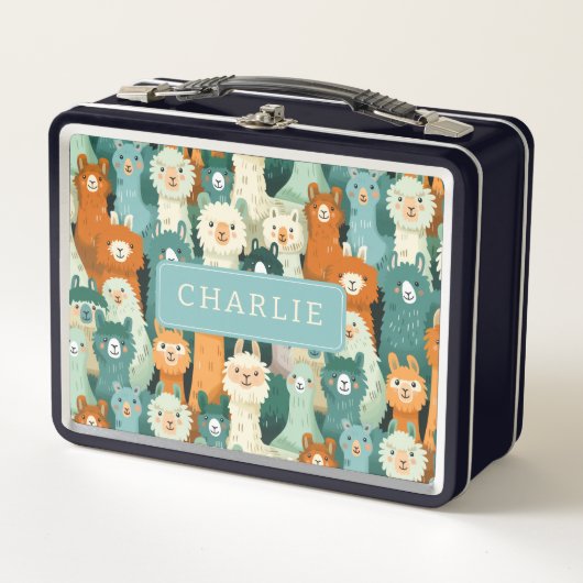 Gekke Alpaca's Metalen Lunchbox (Voorkant)