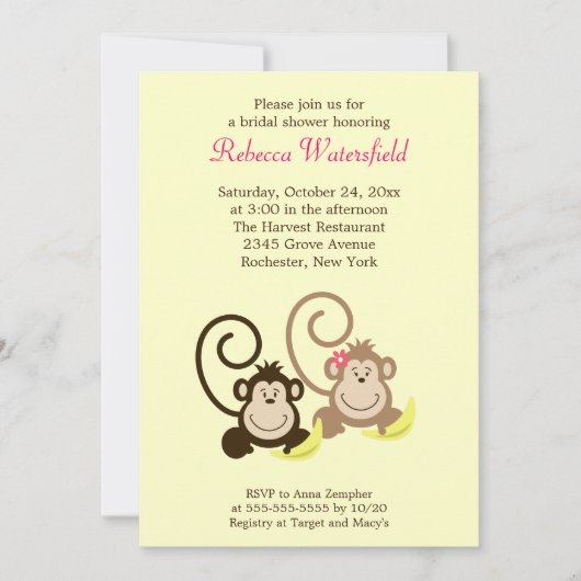 Gekke apen, 5x7 Bridal Shower Kaart (Voorkant)