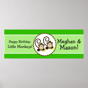 Gekke apen Aangepaste Birthday Banner Poster