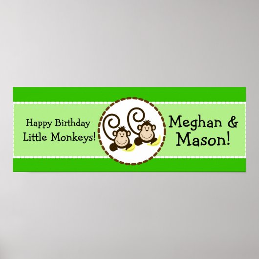 Gekke apen Aangepaste Birthday Banner Poster (Voorkant)