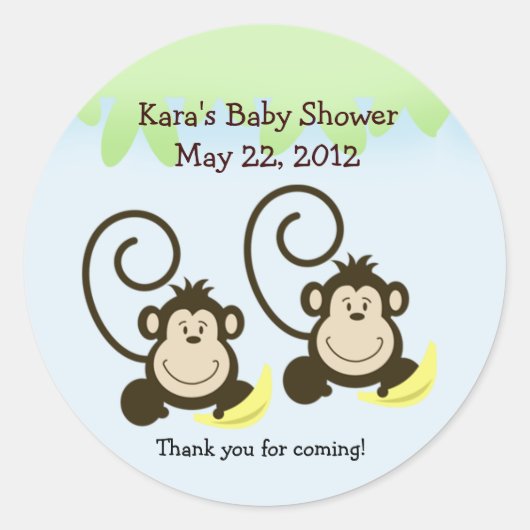 GEKKE APEN TWEELING Baby shower Favor Sticker (Voorkant)