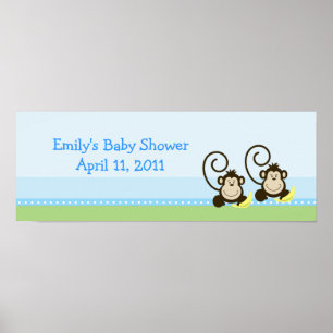 Gekke apen Twin  Birthday Banner Poster