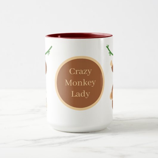 gekke apendame voegt tekst toe mok (Midden)