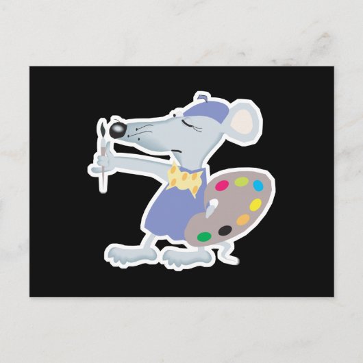 gekke artiestenmuis briefkaart (Voorkant)