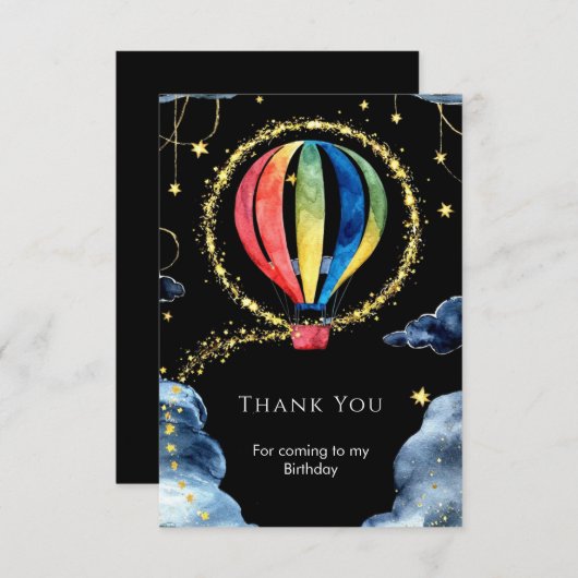 Gekke Avontuur Ballonvaart Verjaardag Bedankkaart (Voorkant / Achterkant)