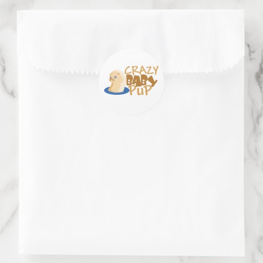 gekke baby otter ronde sticker (Tas)