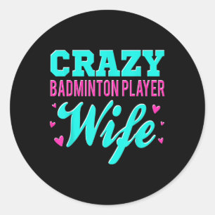Gekke Badminton Speler Vrouw Shuttle Ronde Sticker