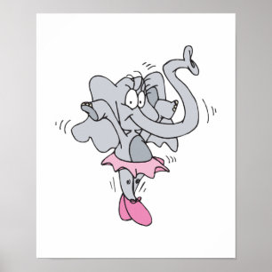 gekke ballerina-olifant poster