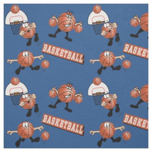 Gekke Basketbaltekens Stof (Swatch)