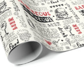 Gekke BBQ: grillige Doodle Art Cadeaupapier (Rol Hoek)