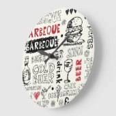 Gekke BBQ: grillige Doodle Art Grote Klok (Hoek)