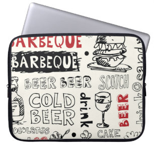Gekke BBQ: grillige Doodle Art Laptop Sleeve