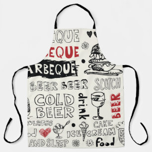 Gekke BBQ: grillige Doodle Art Schort