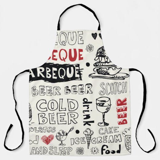 Gekke BBQ: grillige Doodle Art Schort (Voorkant)