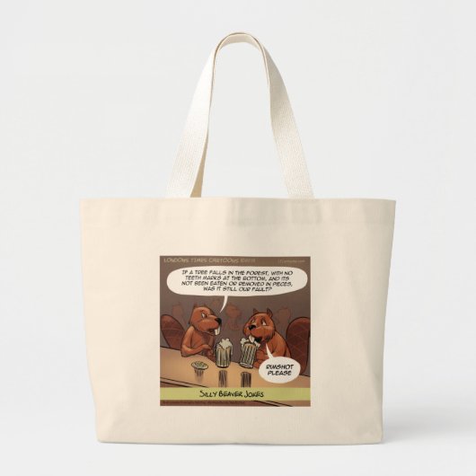 Gekke Beaver Jokes Funny Cartoon Grote Tote Bag (Voorkant)