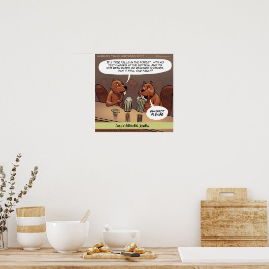 Gekke Beaver Jokes Funny Cartoon Poster (Keuken)