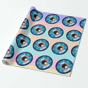Gekke blauw en oranje iris oogbolpatroon cadeaupapier
