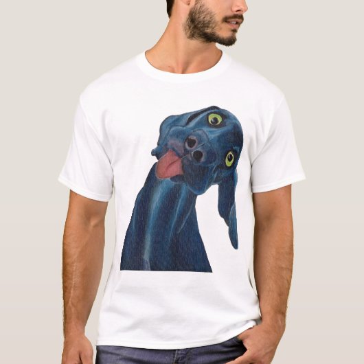 Gekke blauwe hond t-shirt (Voorkant)