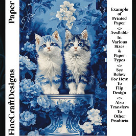 Gekke Blauwe & Witte Kittens Bloemen CP7 Ambachtel