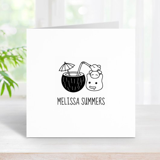 Gekke Blob Creatures Kokosnoot Drink Aangepaste Na Rubberstempel