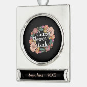 Gekke bloem dame - Zinnia tuinman Verzilverd Banner Ornament (Links)