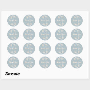 Gekke Bloemen Ronde Bedankt Sticker Blauw