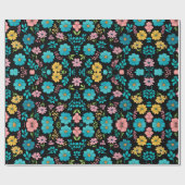 Gekke bloesems op Midnight Blackground Cadeaupapier (Vlak)