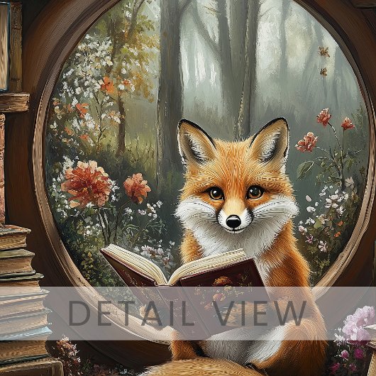 Gekke boek boek lezen Fox Canvas Afdruk