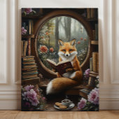 Gekke boek boek lezen Fox Canvas Afdruk