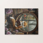 Gekke boekliefhebber die Fox leest Legpuzzel (Horizontaal)