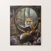 Gekke boekliefhebber die Fox leest Legpuzzel (Verticaal)
